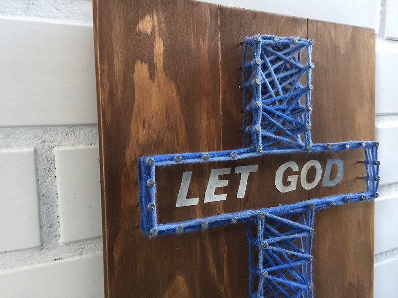 福音创作系列 LET GO LET GOD 交托给神 蓝色 墙面挂饰 圣诞礼物 - 摆饰 - 木头 绿色