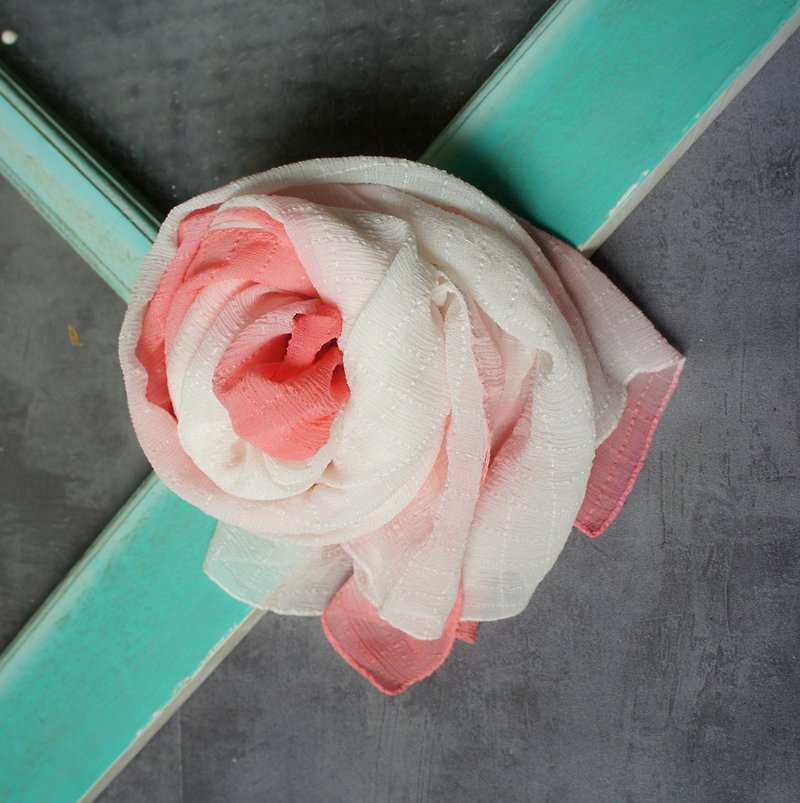 植物染蚕丝长巾－跳跳糖 - 丝巾 - 丝．绢 粉红色