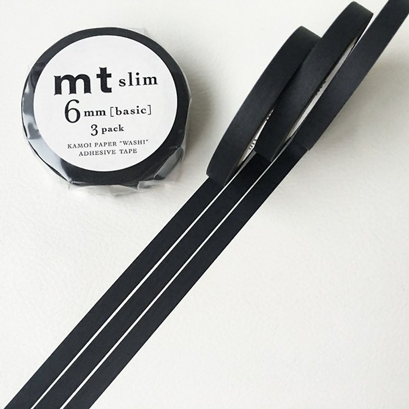 mt 和纸胶带 Slim系列【哑光黑6mm 3入组 (MTSLIM22)】2016Summer - 纸胶带 - 纸 黑色
