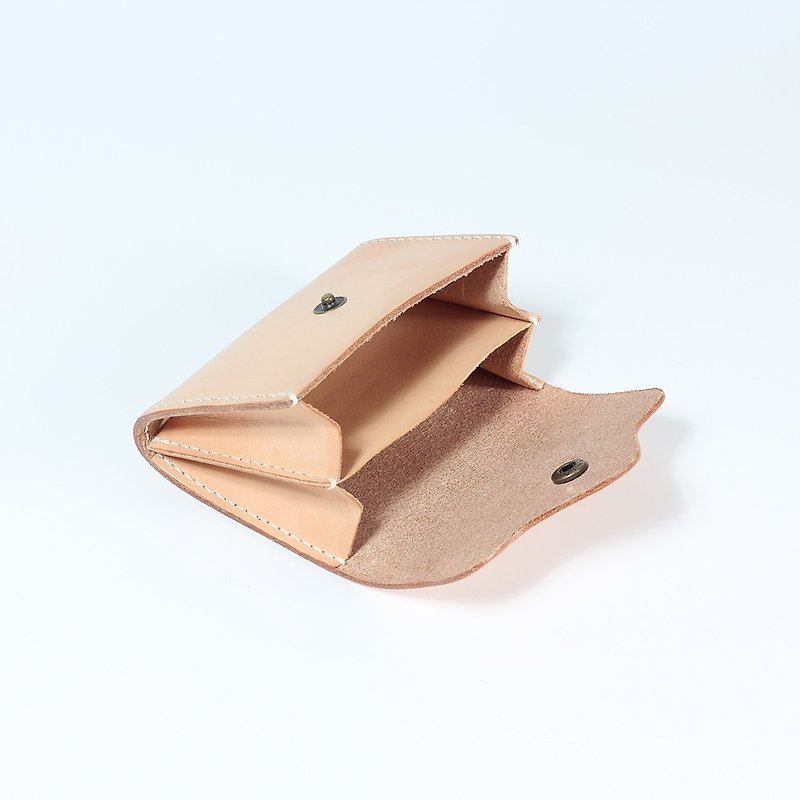 【颖川手创】DIY多功能卡包双层简单缝(裁片有打孔)手缝皮革材料 - 皮件 - 真皮 咖啡色