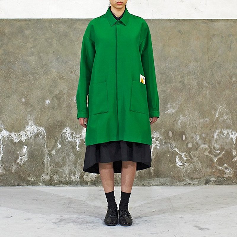 绿色宽松衬衫外套 - 女装西装外套/风衣 - 棉．麻 绿色