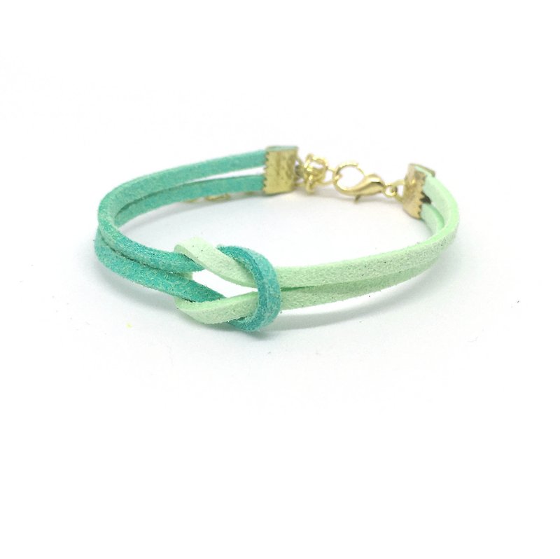 简约 个性 平结 手牵手 手环 手工制作 淡金色系列-薄荷绿 - 手链/手环 - 其他材质 绿色