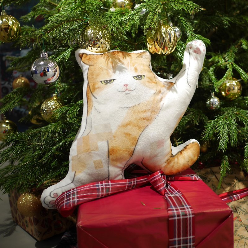【花样毛孩】猫抱枕 胖猫 猫伴 咕𠱸 黄白猫 性感 - 枕头/抱枕 - 棉．麻 