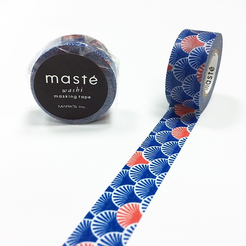 maste 和纸胶带 海外限定-Multi 和风【青海波-蓝 (MST-MKT202-NV)】 - 纸胶带 - 纸 蓝色