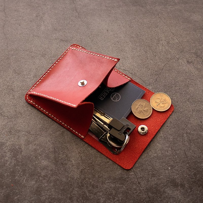 经典零钱包II。手缝皮革材料包。BSP085 - 皮件 - 真皮 红色