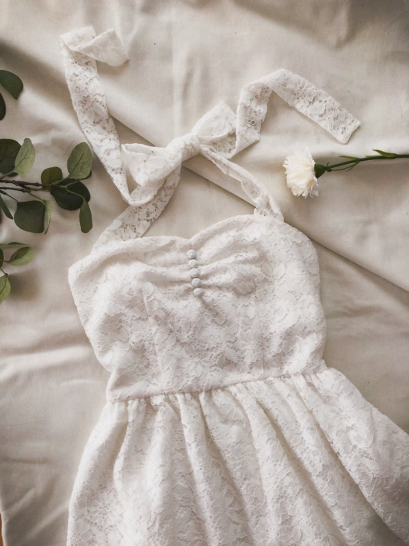 Wedding Dress Vintage Style White Lace Dress Sweetheart Boho Summer Dress Bridal - 洋装/连衣裙 - 聚酯纤维 白色