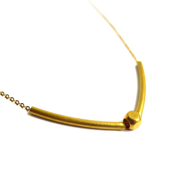 Ficelle |手工制作黄铜天然石项链 |【素管】黄铜18K金款锁骨链 - 锁骨链 - 其他金属 