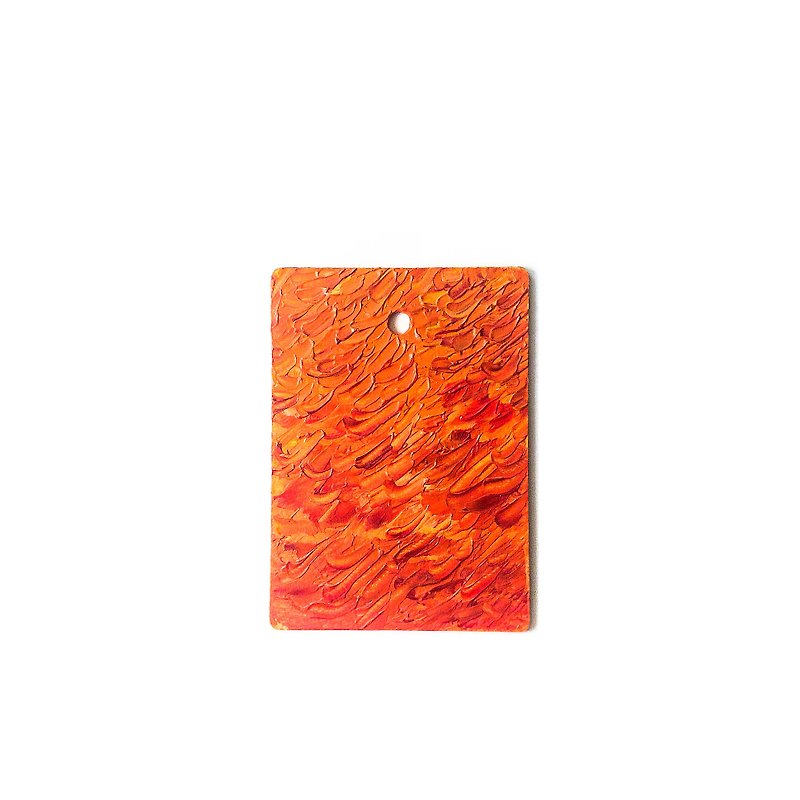 手绘抽象艺术环保木牌吊饰 Abstract Wood Art_Fire Stone - 吊饰 - 环保材料 橘色