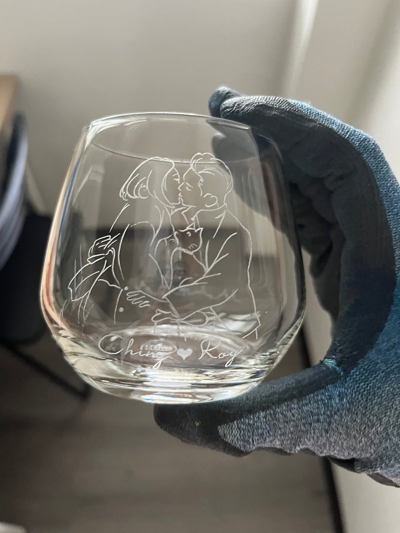 【定制化礼物】情人画洛克杯  玻璃雕刻杯 威士忌杯