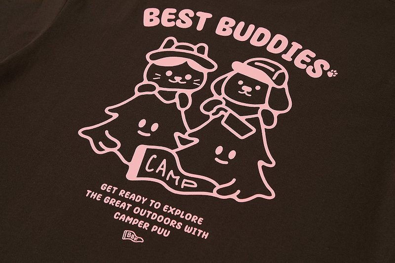 Camper Puu - 巧克力色T恤 宠物 人宠穿搭  中性服装 - 女装 T 恤 - 棉．麻 