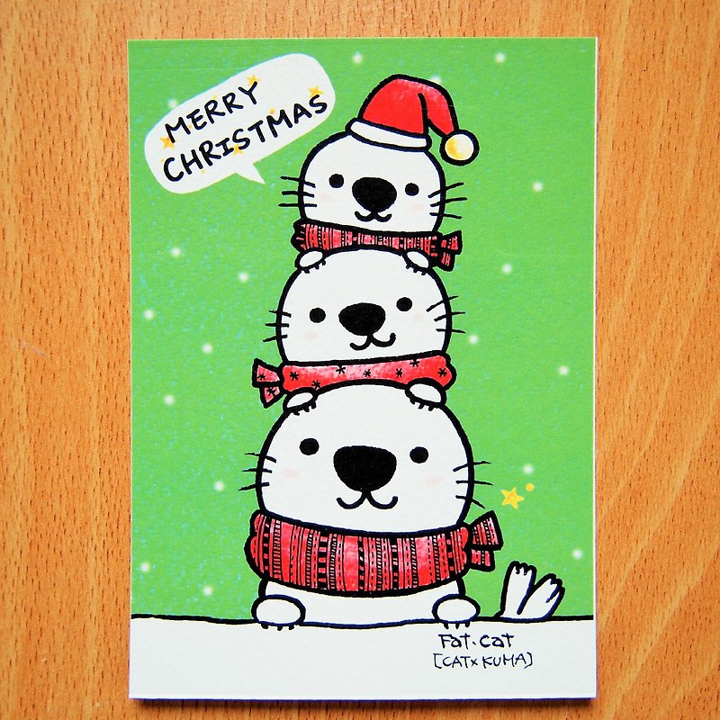 圣诞明信片 -- 圣诞海豹叠叠乐 - 卡片/明信片 - 纸 多色