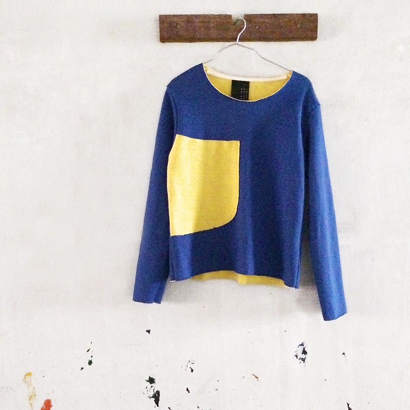 BIG Pocket - Sweater / Long Sleeve Shirt - 女装针织衫/毛衣 - 棉．麻 蓝色