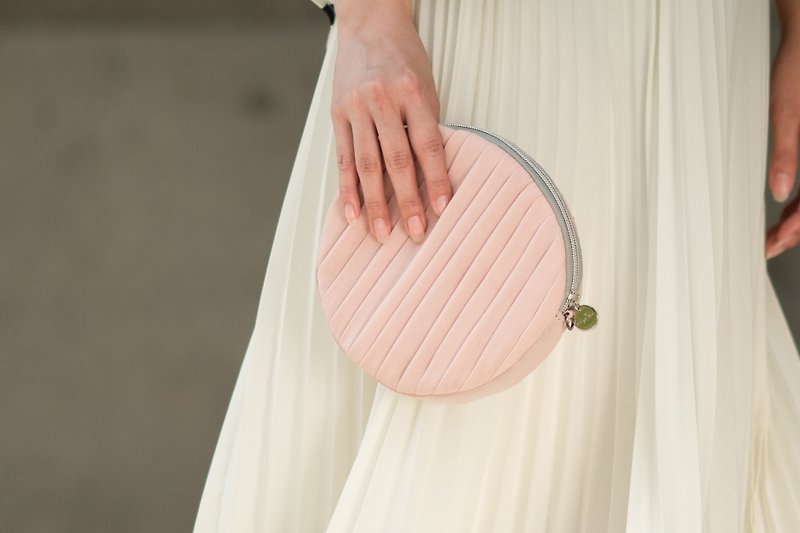 南庭系列包/小圆包(粉红色)。肩背包。斜背包。手拿包 - 手拿包 - 聚酯纤维 粉红色