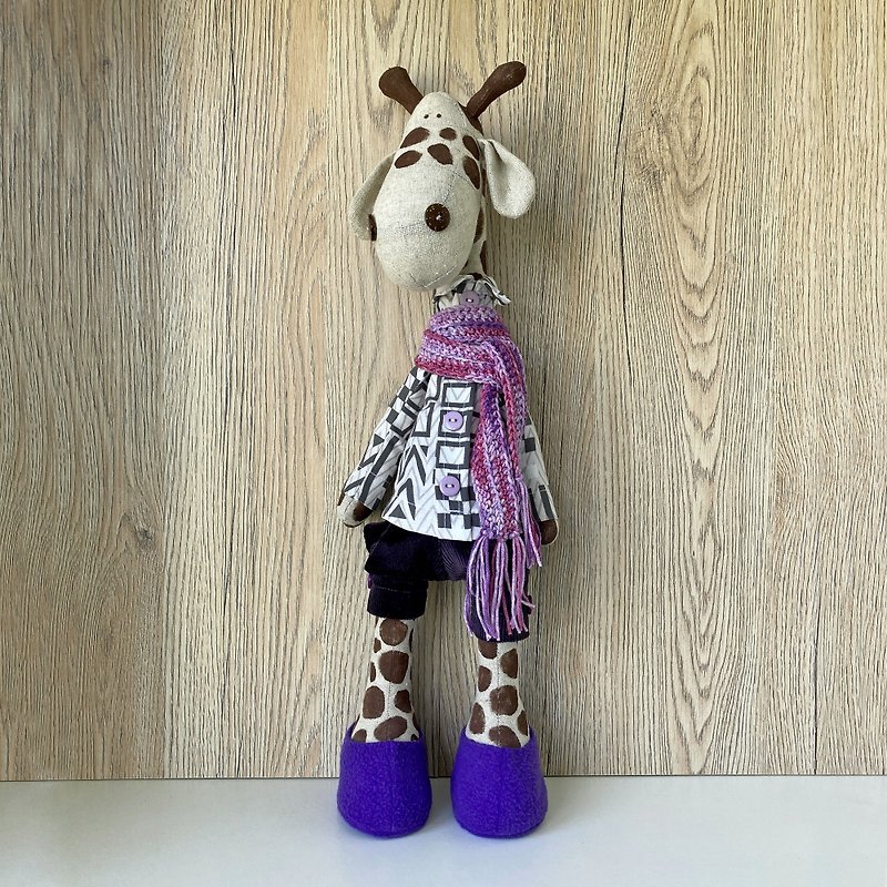 长颈鹿娃娃，长颈鹿绒毛玩具，长颈鹿生日礼物，最好的朋友礼物 - 玩偶/公仔 - 亚麻 紫色
