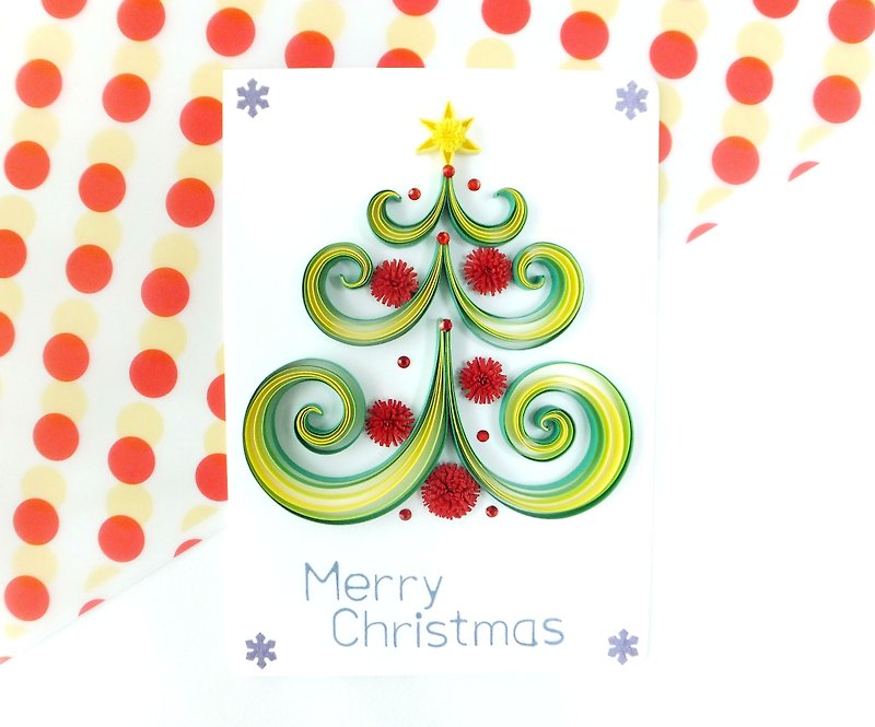 手作卷纸卡片- 圣诞树 清新绿 - 卡片/明信片 - 纸 绿色