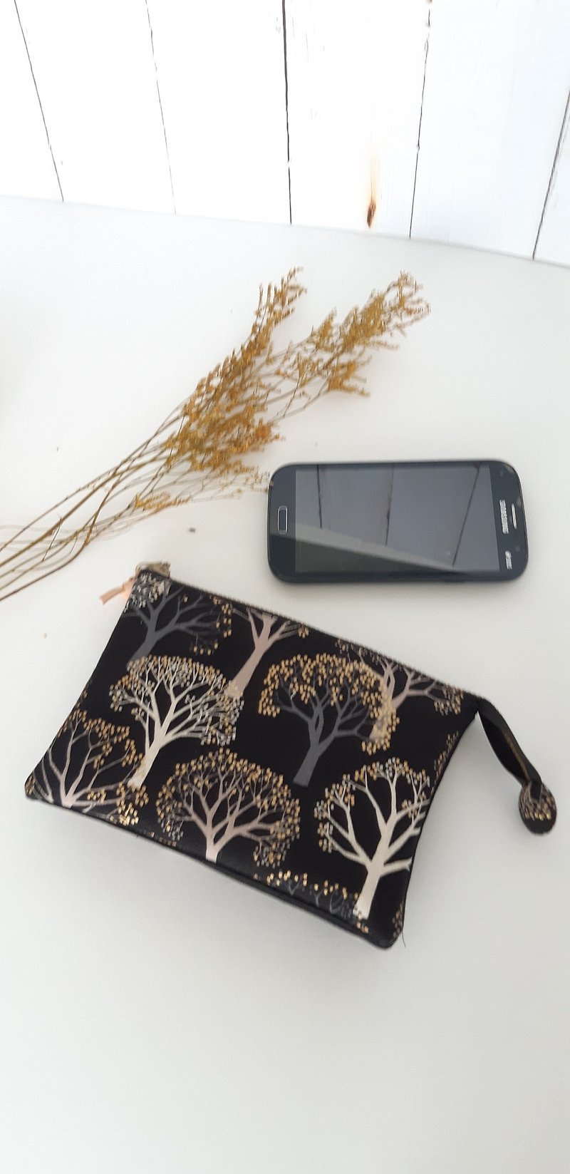 金色树五层手拿包(可放手机)(可加购背带)生日交换 毕业礼物 - 皮夹/钱包 - 棉．麻 