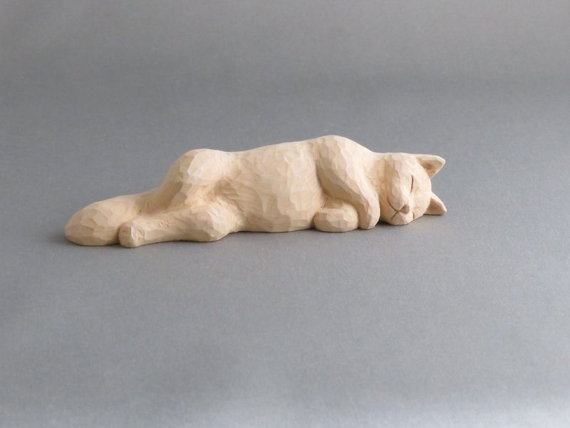 お昼寝マリー　木彫り猫 - 玩偶/公仔 - 木头 白色
