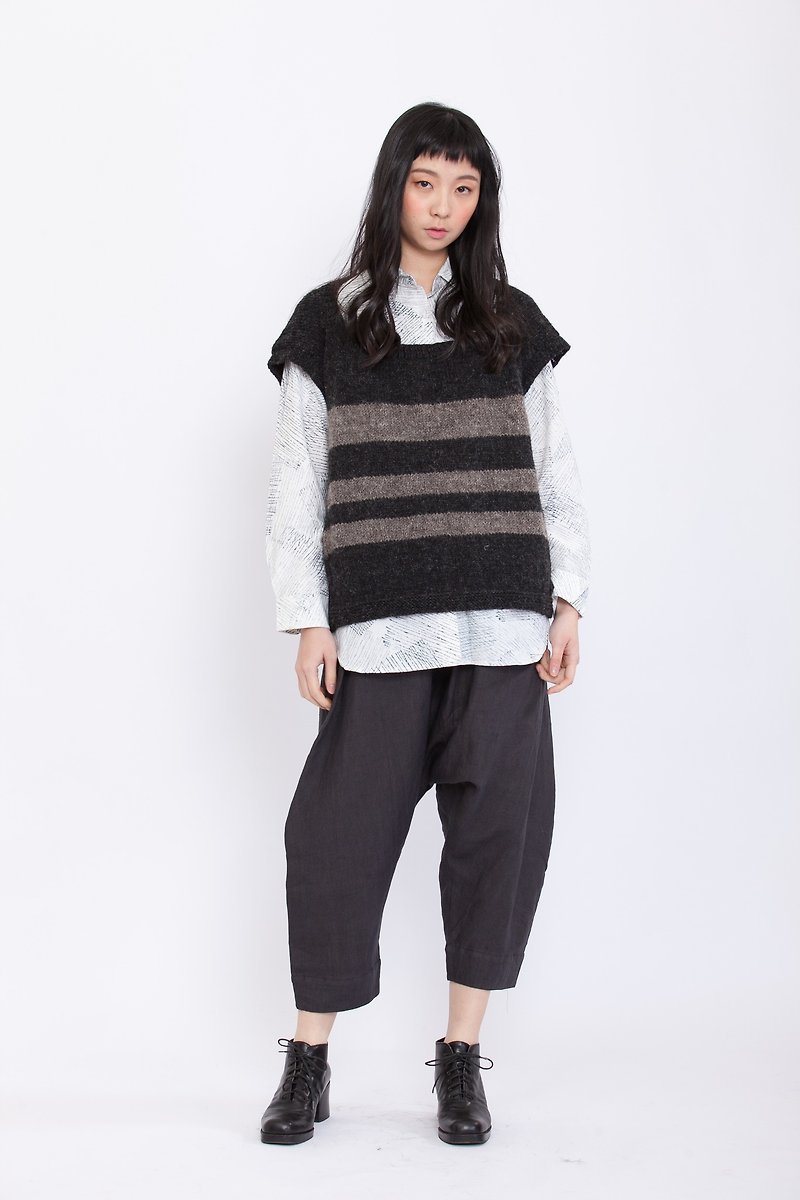 温暖冬日羊毛针织背心 - 条纹 - 公平贸易 - 女装背心 - 羊毛 灰色