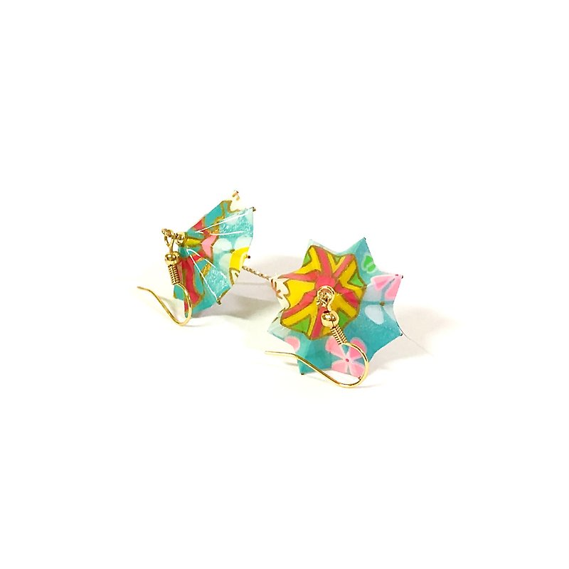 【 SGS检验合格】日系折纸系列耳环 - 小雨伞款 (限定色) - 耳环/耳夹 - 纸 多色