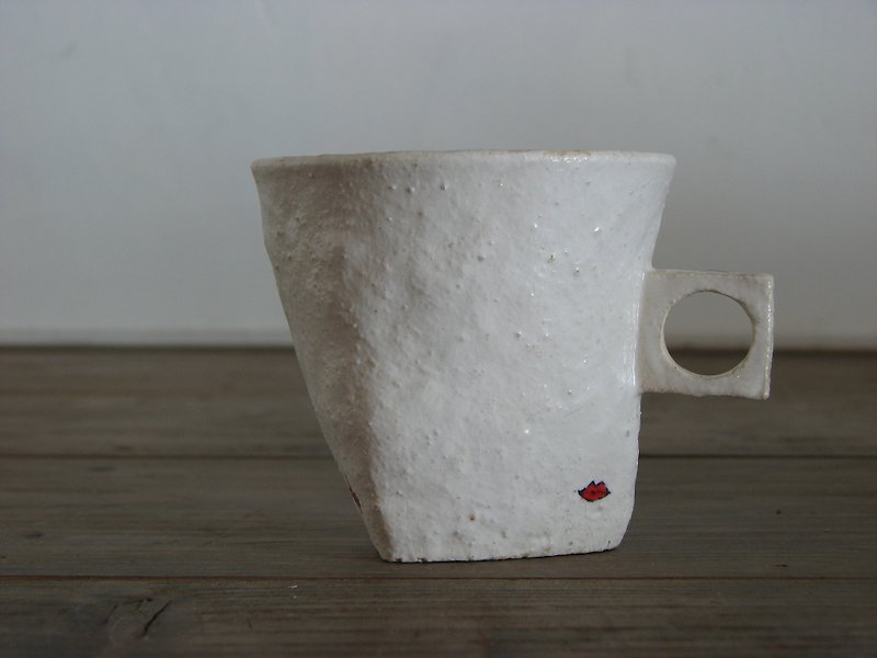 丸と三角と四角の珈琲カップ - 咖啡杯/马克杯 - 陶 白色