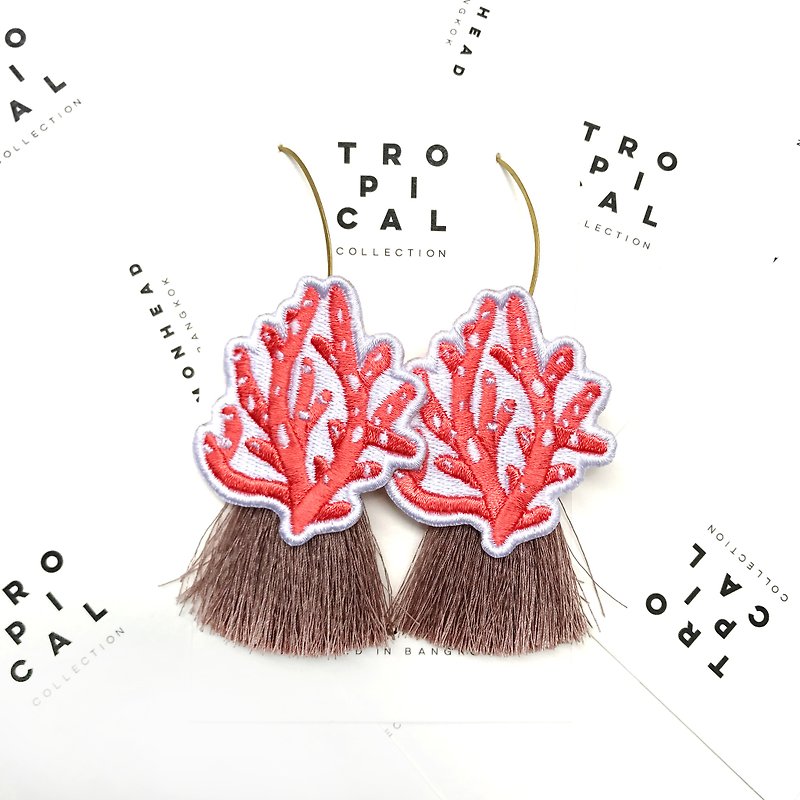 Coral Earrings - 耳环/耳夹 - 聚酯纤维 红色