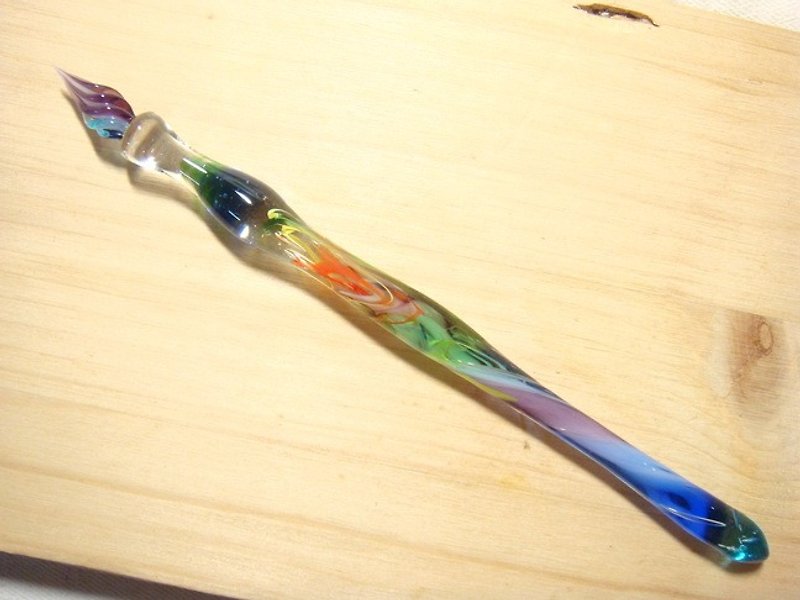 柚子林手工琉璃 - 迷幻森林系列 - 飘渺 - 琉璃笔 - 沾水笔 - 蘸水笔 - 玻璃 多色