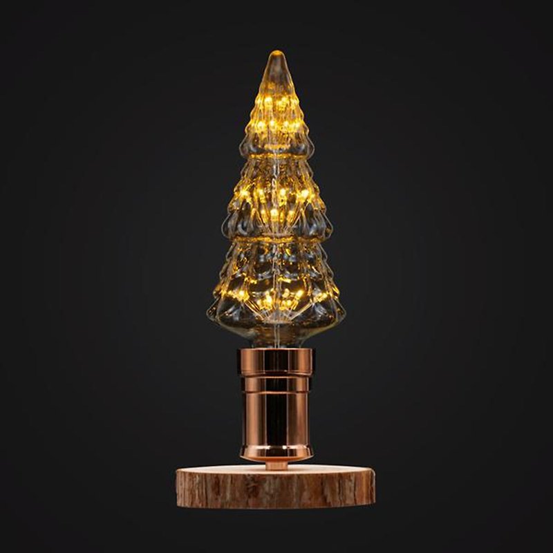 圣诞树LED木台灯 香港制作 手作复古家居餐厅 设计品 - 灯具/灯饰 - 木头 咖啡色