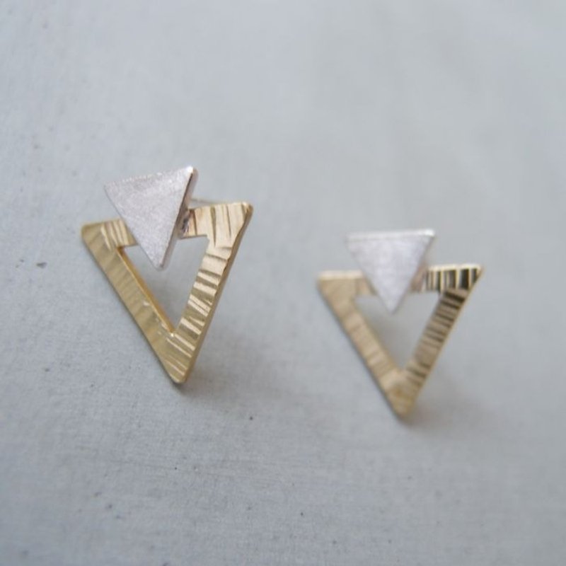 几何  三角形   双金属耳环 - 耳环/耳夹 - 其他金属 