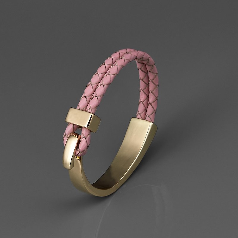 勾扣编织皮革手环 - 手链/手环 - 其他金属 粉红色