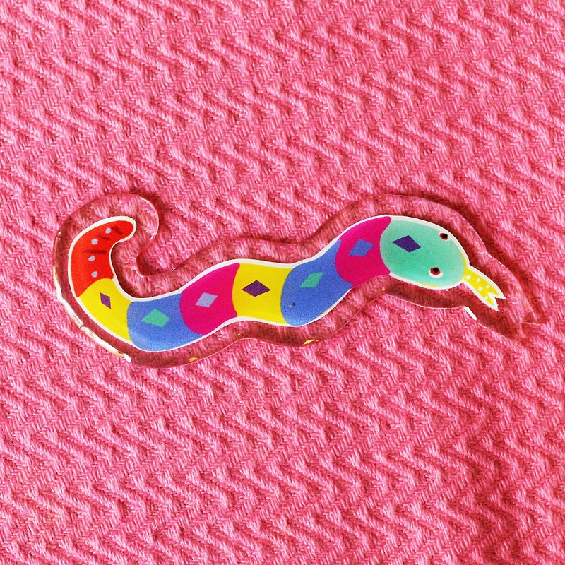 Keychain & Brooch "Colors snake" - 胸针 - 压克力 多色