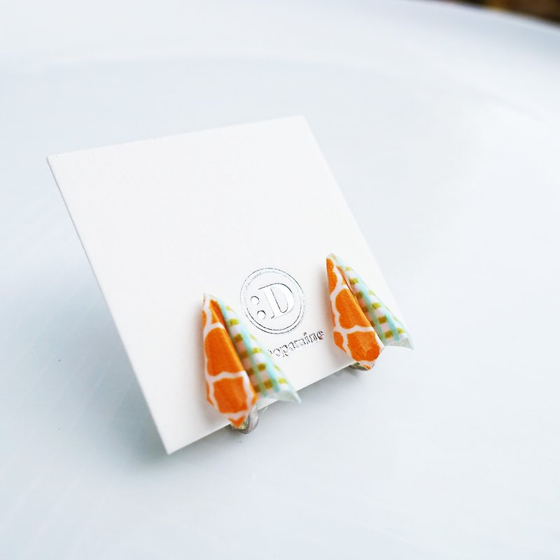 纸飞机耳环 | 夹式耳环 | 橙色 | 绿色 - 耳环/耳夹 - 纸 橘色