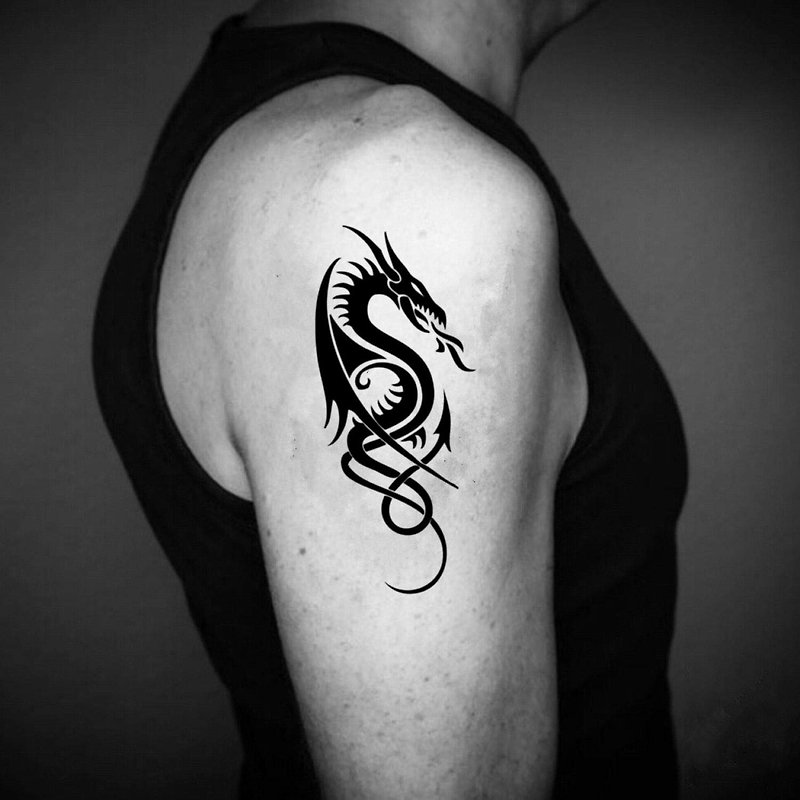 OhMyTat 凯尔特龙 Celtic Dragon 刺青图案纹身贴纸 (2 张) - 纹身贴 - 纸 黑色