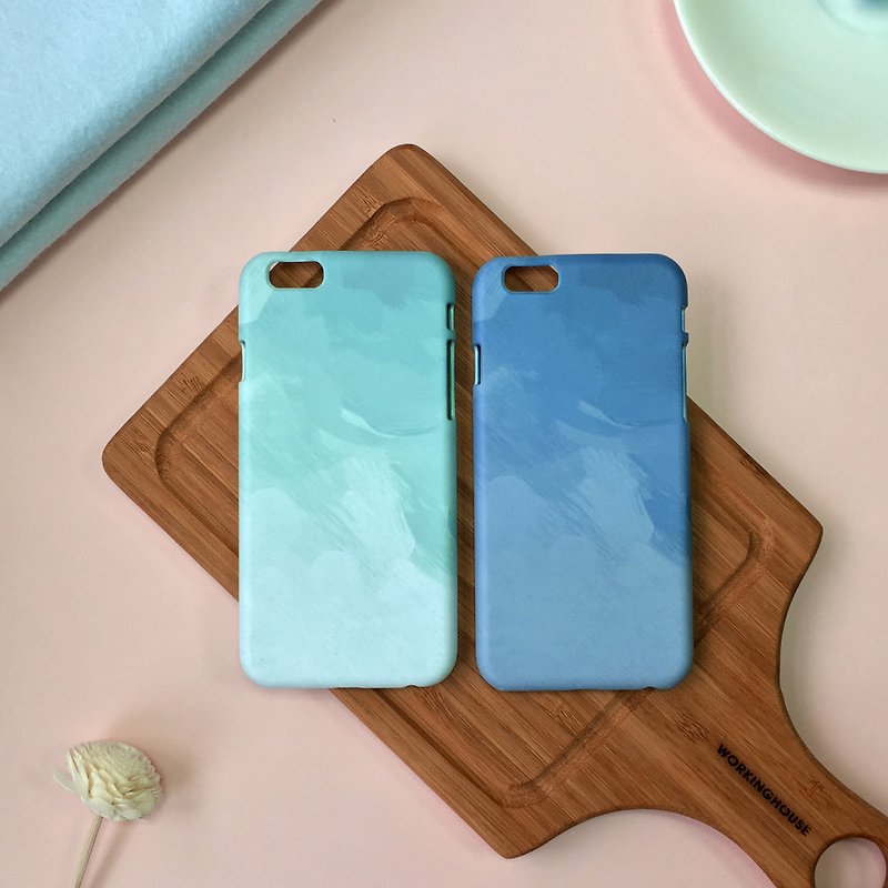 蓝&绿笔刷情侣壳-iPhone(i5.i6s,i6splus)/Android(Samsung三星, HTC, Sony) - 手机壳/手机套 - 塑料 蓝色