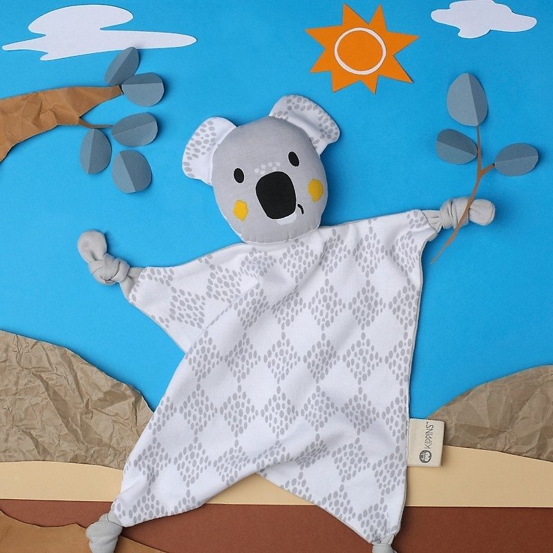 澳洲Kippins有机棉安抚巾 – 班卓无尾熊 Banjo Kippin - 围嘴/口水巾 - 棉．麻 灰色