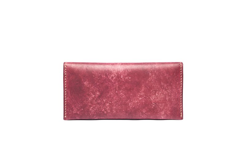 Shika 夕卡革物 - 意大利植鞣牛皮//薄型长夹（辰砂色） - 皮夹/钱包 - 真皮 红色