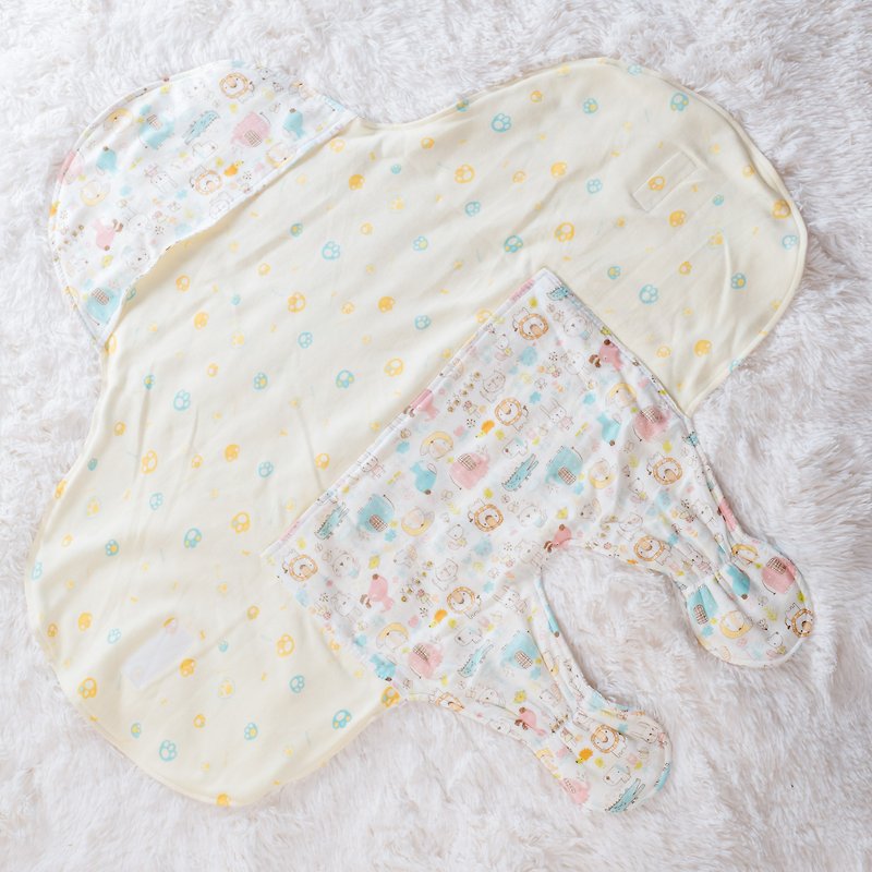 滑翔翼包巾-私讯挑花色 包巾 弥月 收涎 婴儿 - 满月礼盒 - 棉．麻 黄色