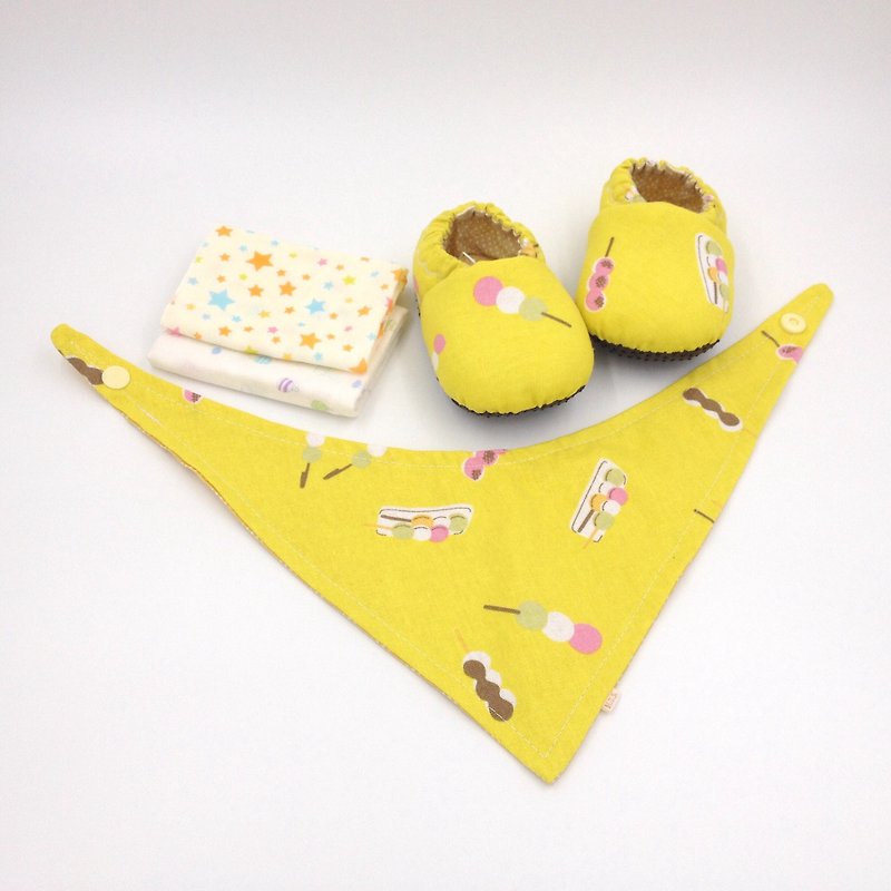 三色丸子-弥月宝宝礼盒(学步鞋/宝宝鞋/婴儿鞋+2手帕+领巾) - 满月礼盒 - 棉．麻 绿色
