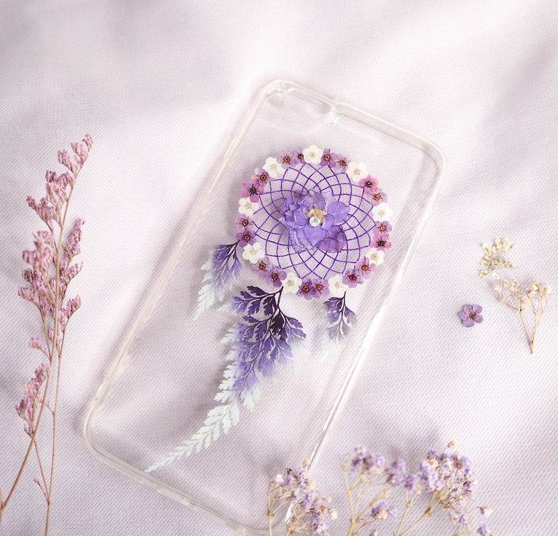 押花捕梦网手机壳 | 紫、白色 - 手机壳/手机套 - 植物．花 紫色