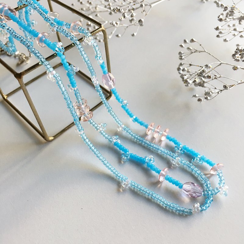 Blue beads necklace - 项链 - 玻璃 蓝色