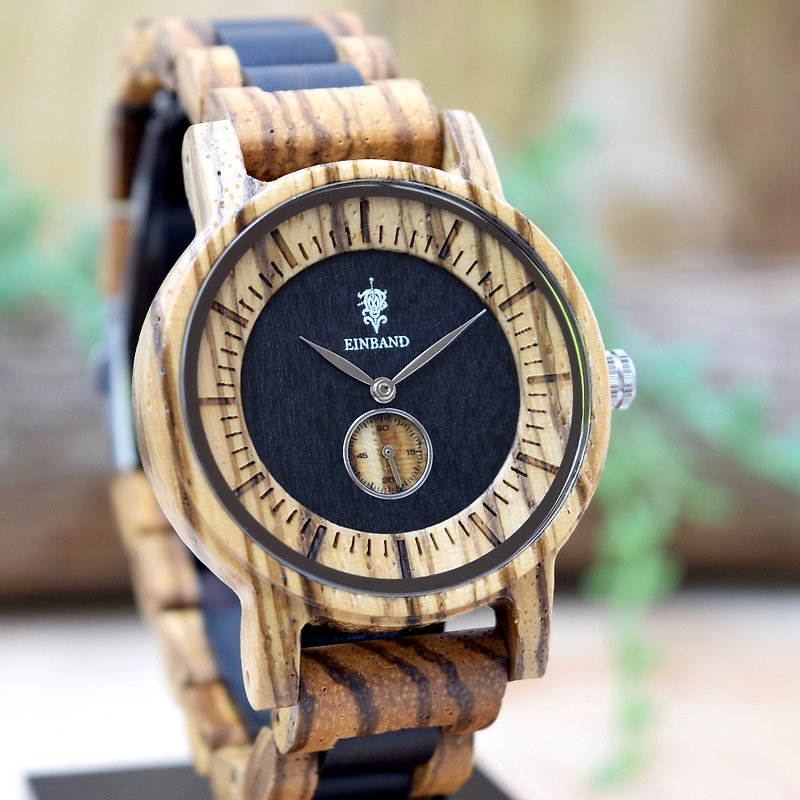 EINBAND Mond Zebra & Ebony 38mm Wooden Watch - 对表/情侣表 - 木头 咖啡色