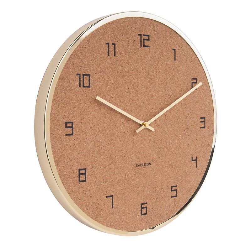 Karlsson 设计师水松挂钟金框 wall clock Modest Cork gold, Design Armando Breeveld - 时钟/闹钟 - 木头 金色