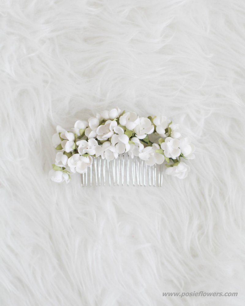 Osmanthus Handmade Paper Flower Hair Comb - 发饰 - 纸 白色