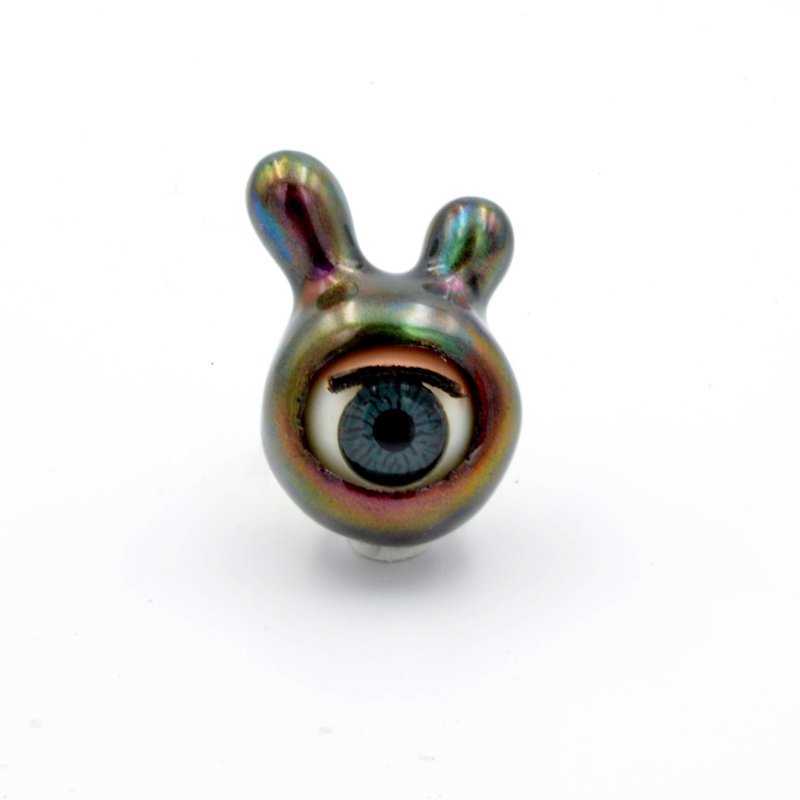幻彩金属兔耳 眼珠戒指 外星怪兽系列 - 戒指 - 其他金属 绿色