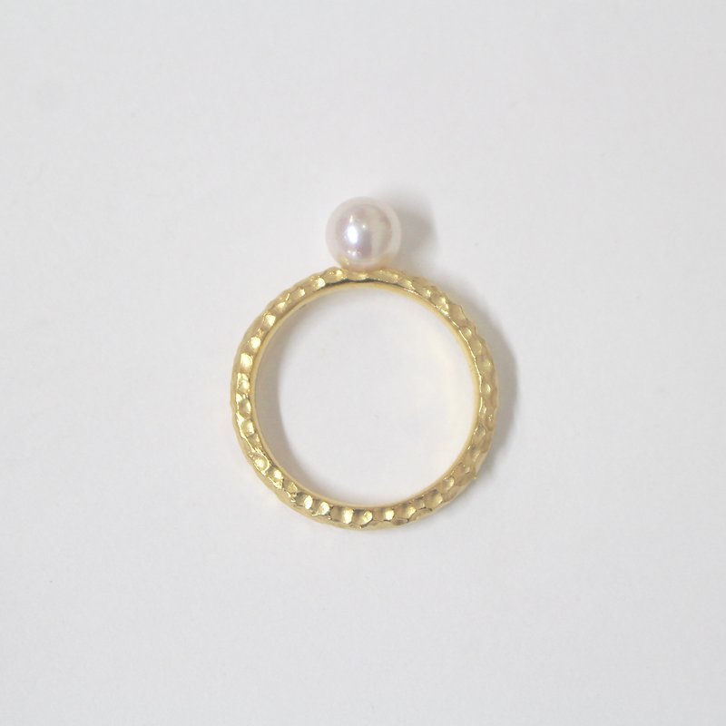 アコヤパールの土目リング　Gold色 - 戒指 - 宝石 金色