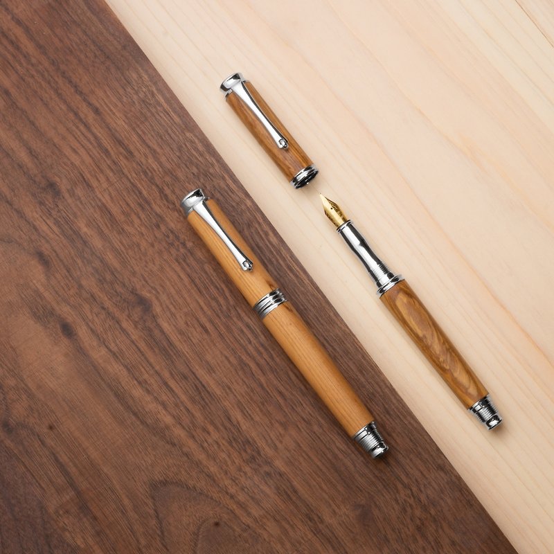 实木钢笔/钢珠笔 | 浅色系・可雷射雕刻 - 钢笔 - 木头 咖啡色