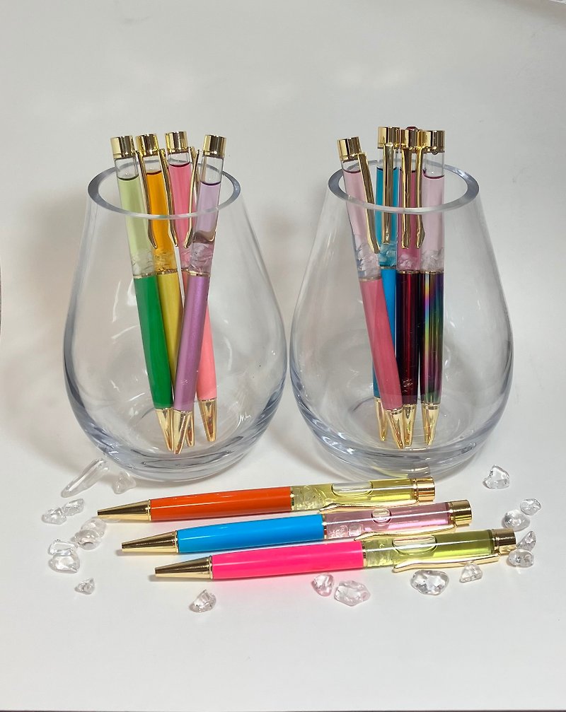 運気アップ　スタイリッシュボールペン　さざれ水晶入り　浄化　オリジナリティ - 钢珠笔 - 其他材质 粉红色
