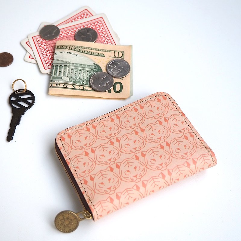 ラウンドファスナー コンパクト財布 / トラ - 皮夹/钱包 - 真皮 多色