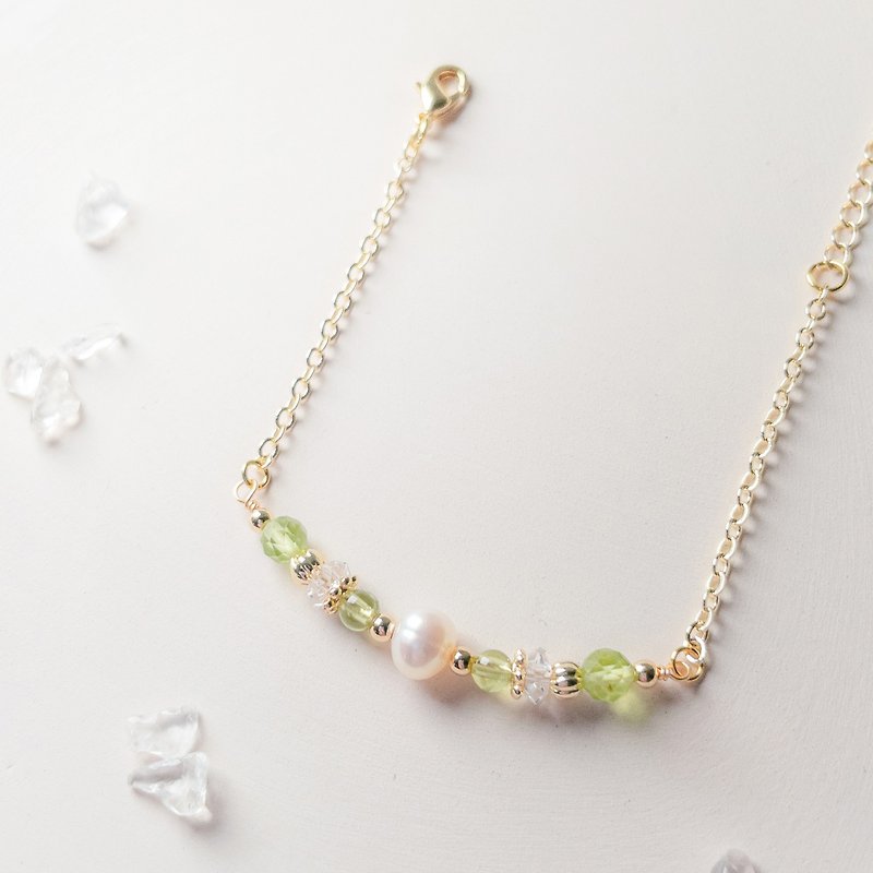 橄榄石 天然淡水珍珠 正能量手链 | 轻珠宝 - 手链/手环 - 宝石 绿色
