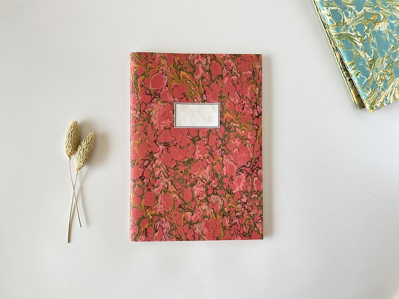 ステッチ中綴じノート  マーブル紙　A5 - 笔记本/手帐 - 纸 粉红色