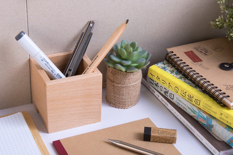 【单格笔盒 (H8cm) 】手工 木制笔筒 文具盒 - 笔筒/笔座 - 木头 